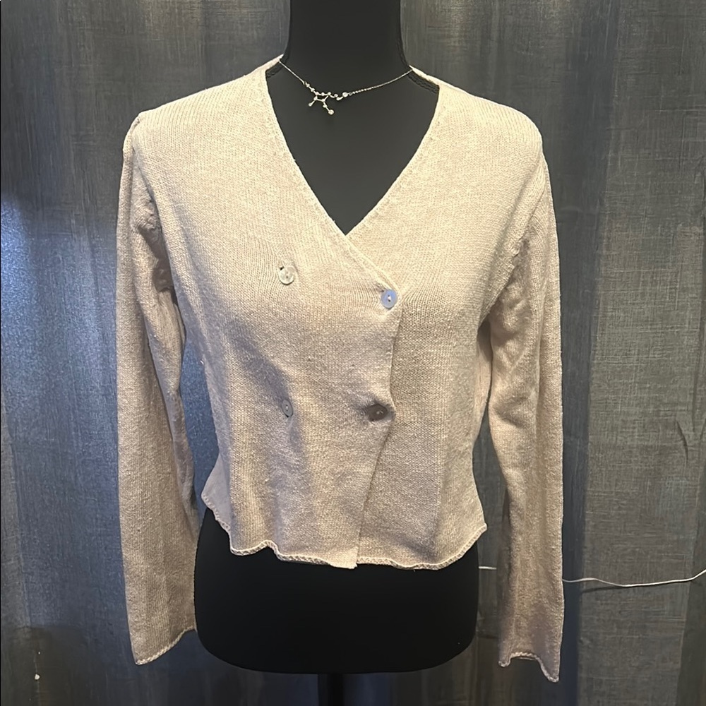 French Connection Cream V-Neck Cardigan Sweater
